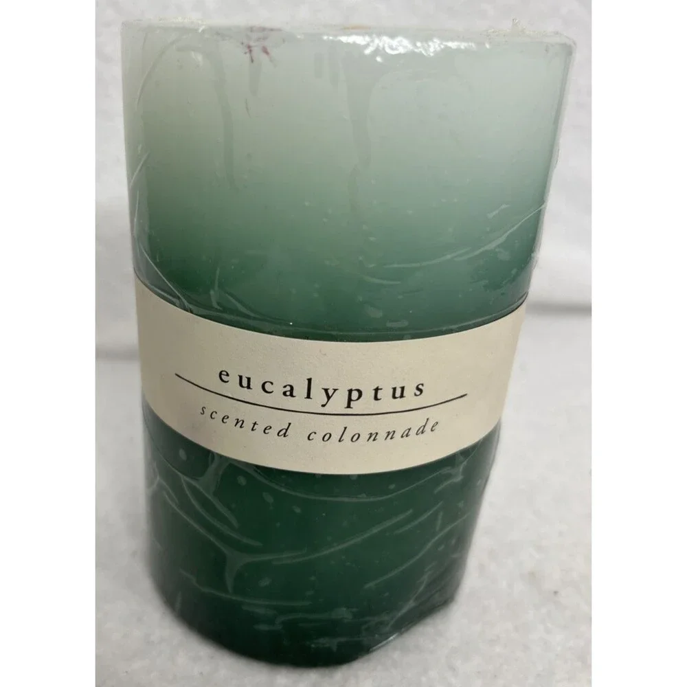 New Pier 1 Imports Eucalyptus scented candle 4x6 Vintage pillar Bohemian Scent